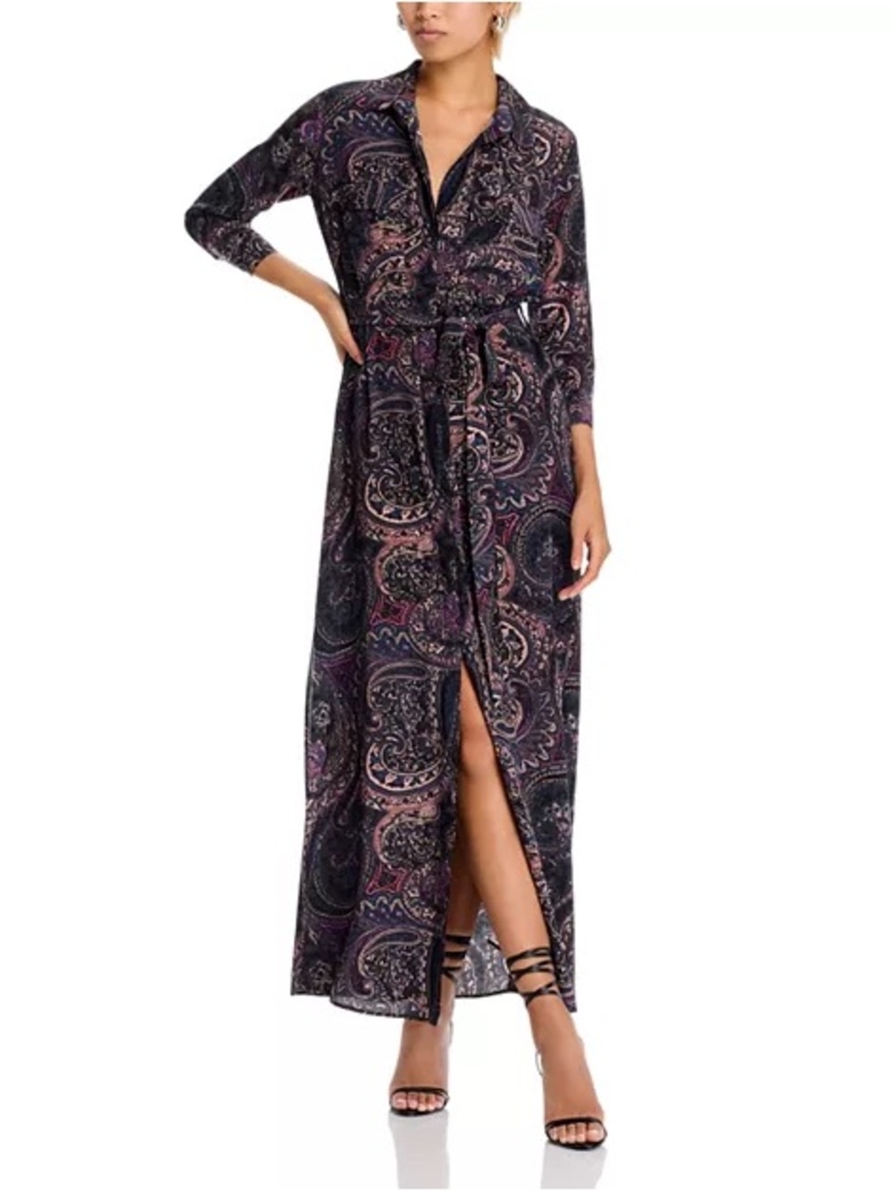 L'AGENCE Cameron Silk Shirt Dress